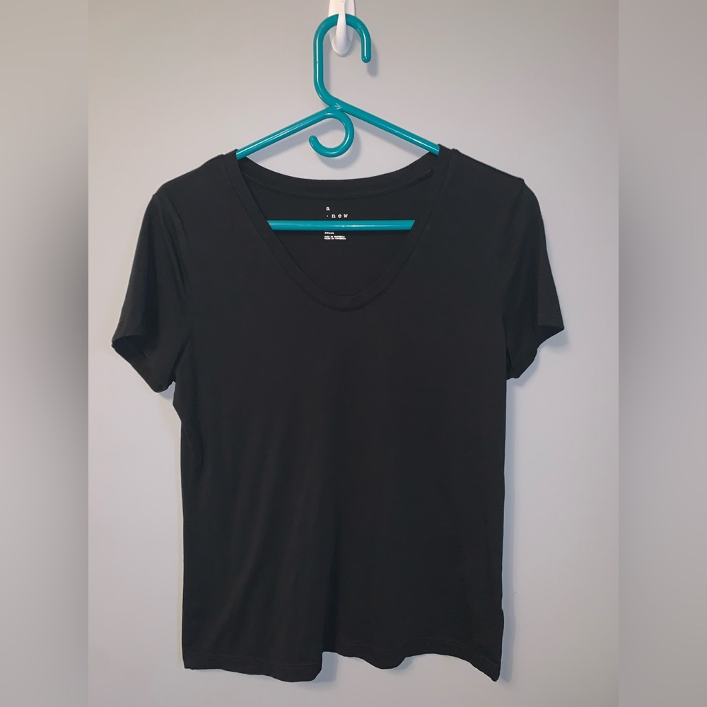 A New Day Basic Short Sleeve Black Tee Shirt